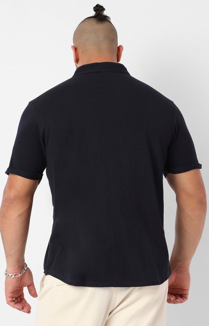 Men's Black Solid Casual Shirts