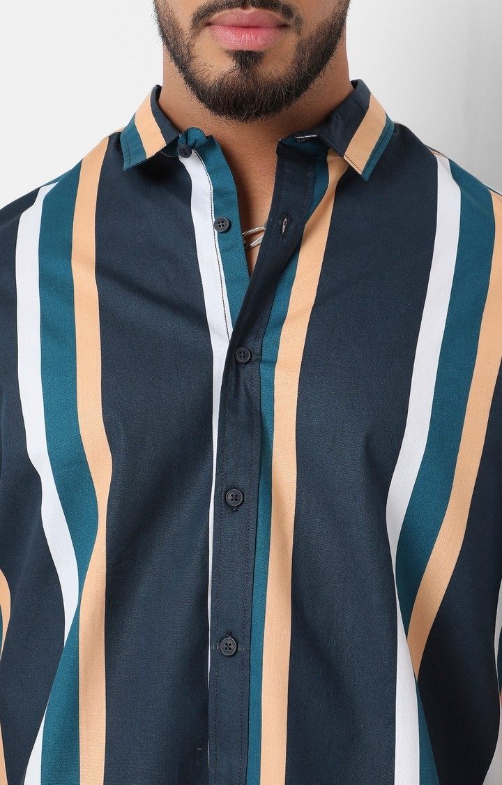 Men's Blue Striped Casual Shirts
