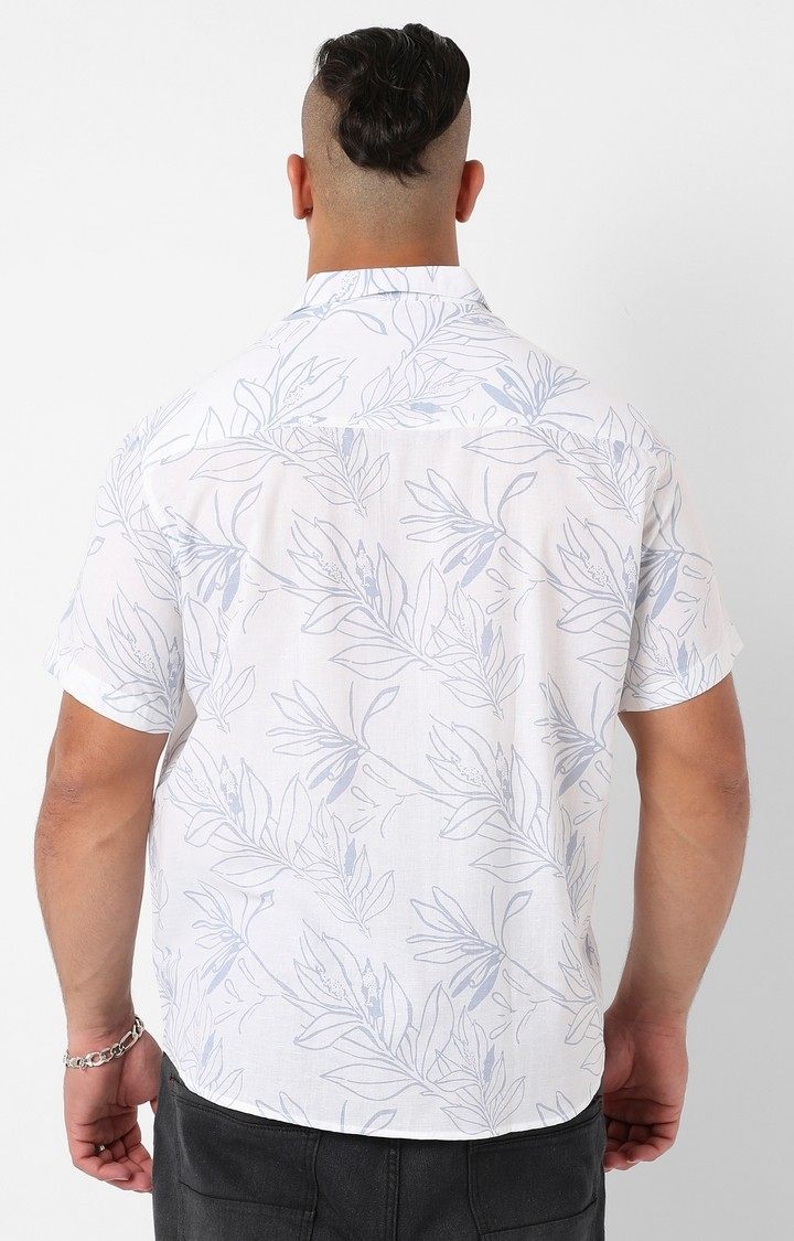 Men's White Printed Casual Shirts