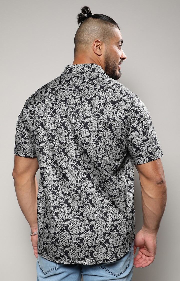 Men's Grey Printed Casual Shirts