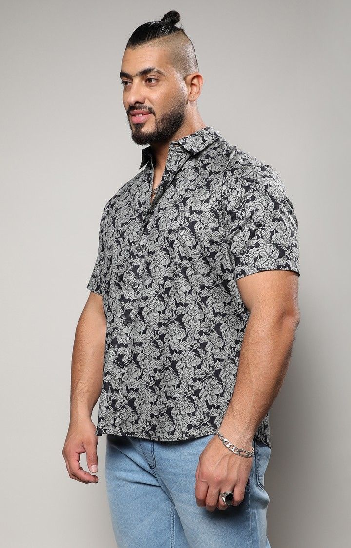 Men's Grey Printed Casual Shirts