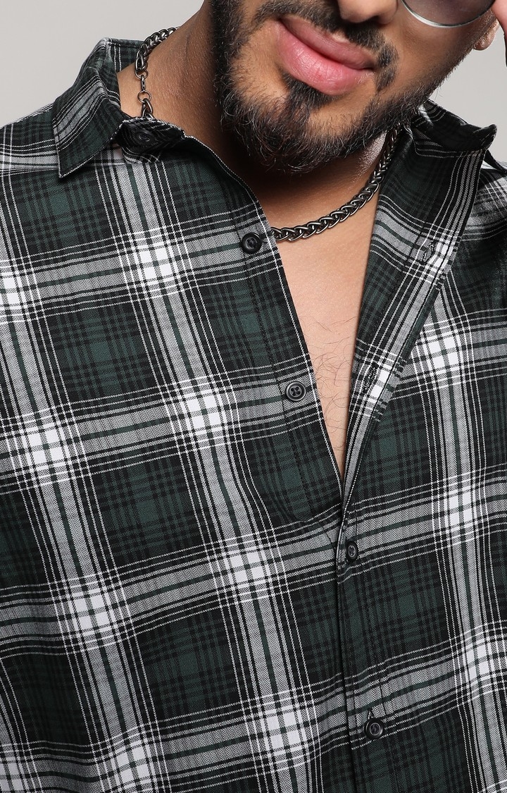 Men's Green Checked Casual Shirts