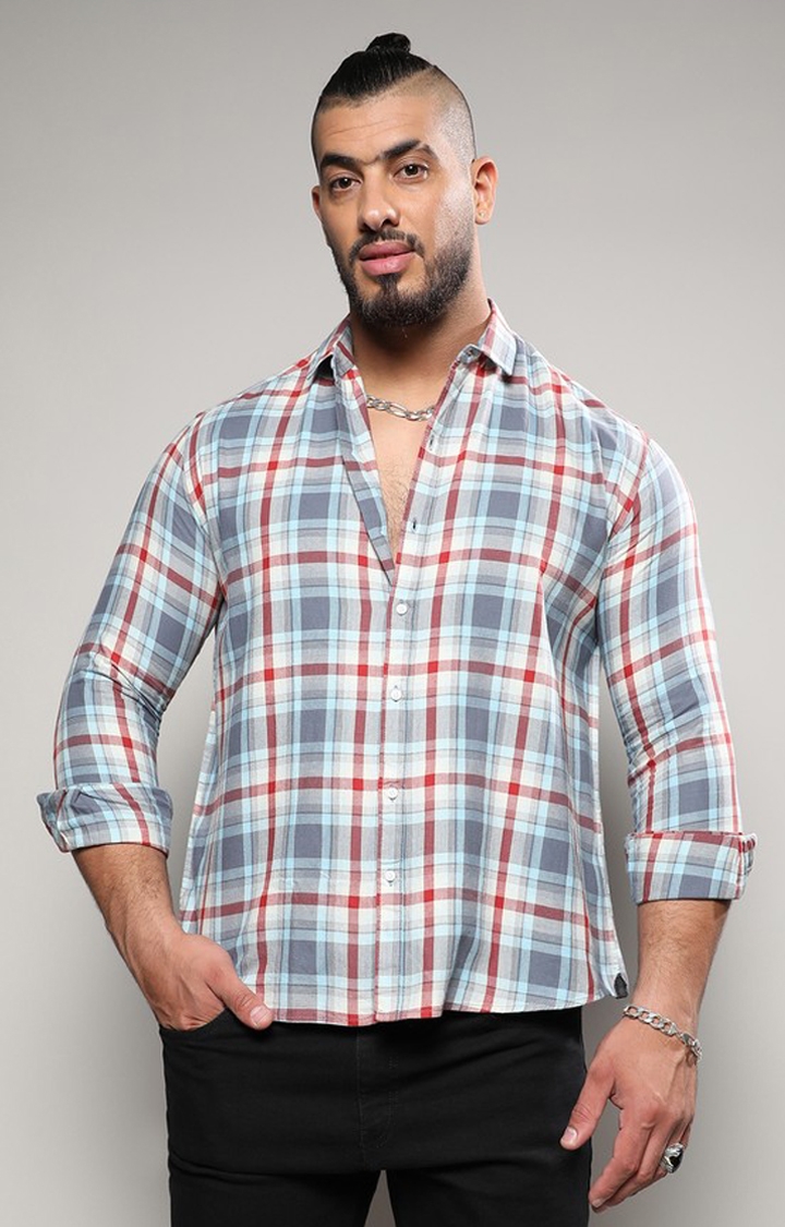 Men's Multicolour Tartan Plaid Shirt