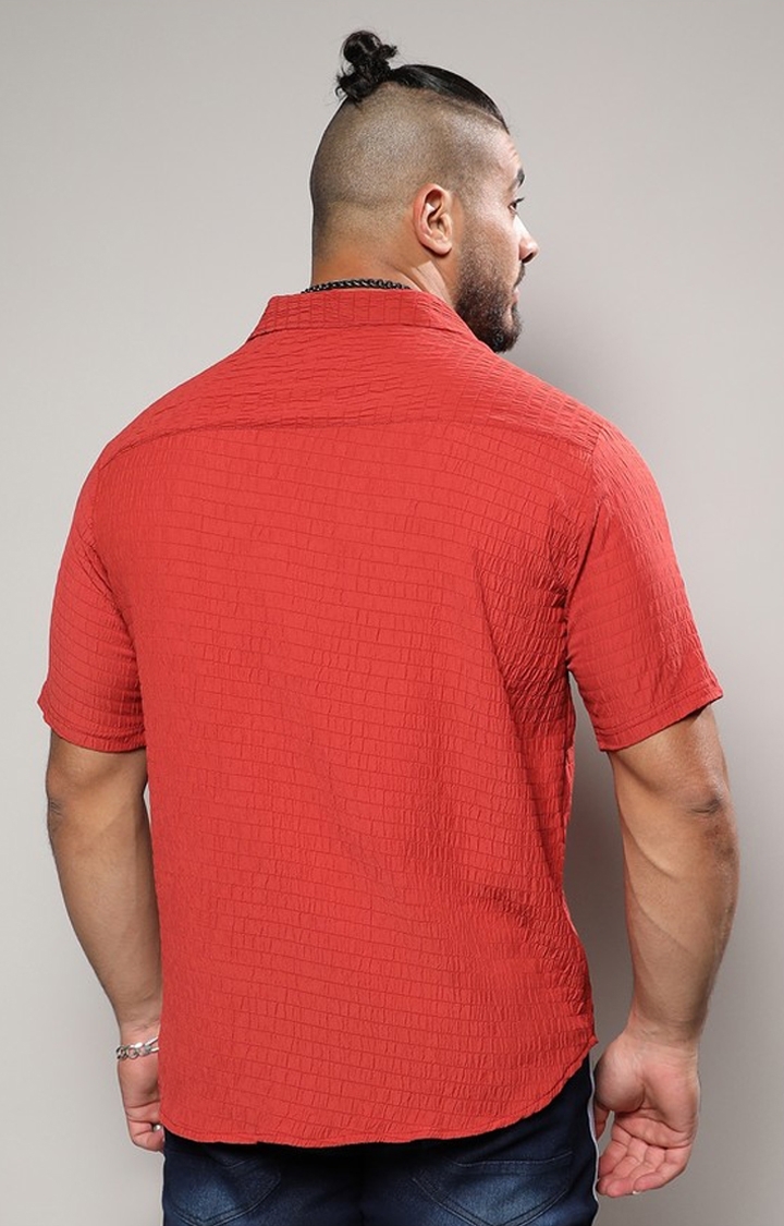 Men's Crimson Red Ruched Shirt
