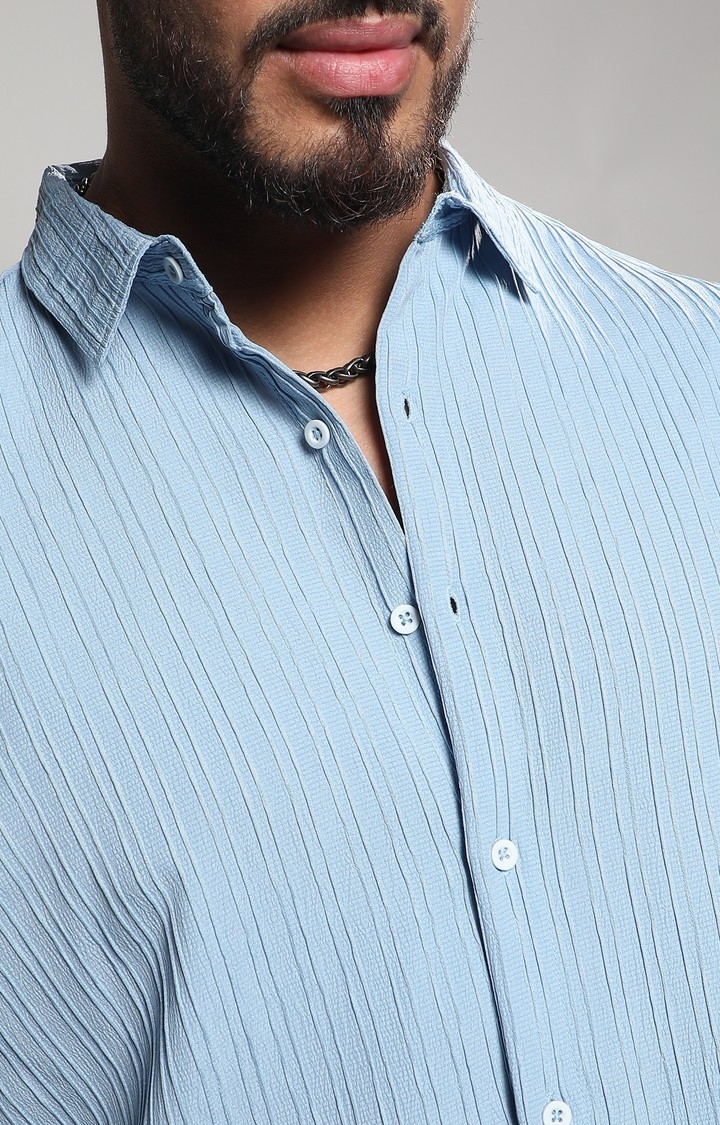 Men's Blue Solid Casual Shirts