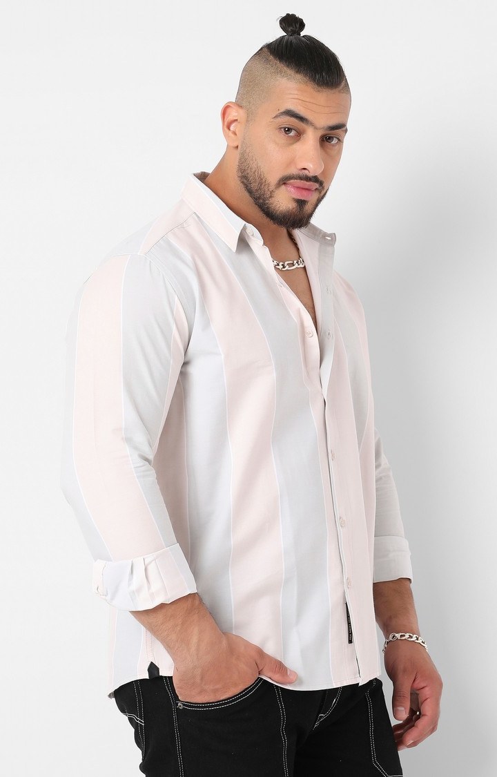 Men's Pink Striped Casual Shirts