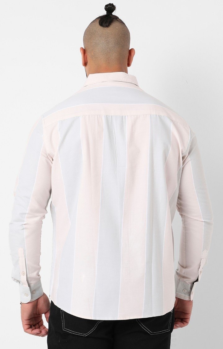 Men's Pink Striped Casual Shirts