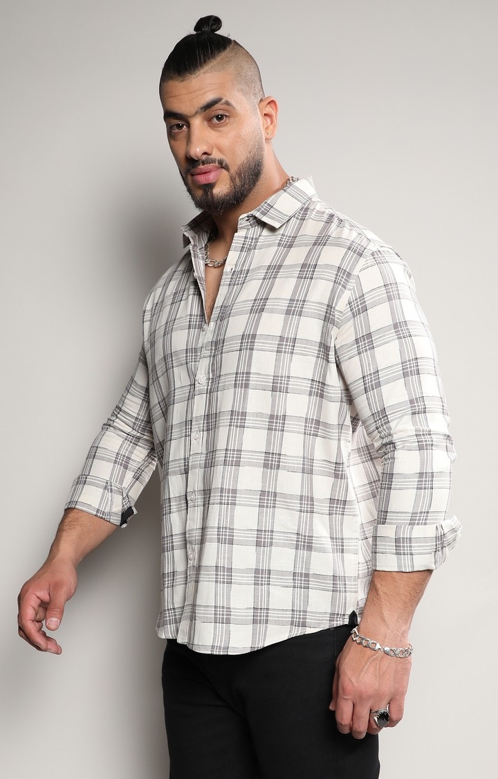 Men's Moon Grey Tartan Plaid Shirt
