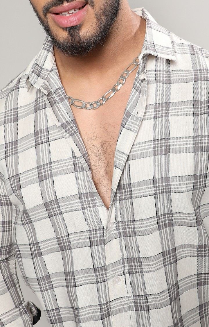 Men's Grey Checked Casual Shirts