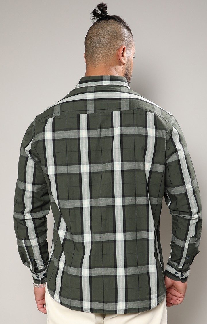 Men's Green Checked Casual Shirts