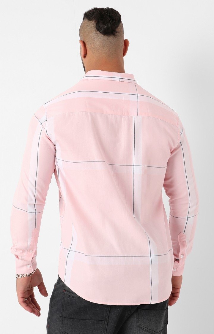 Men's Pink Striped Casual Shirts
