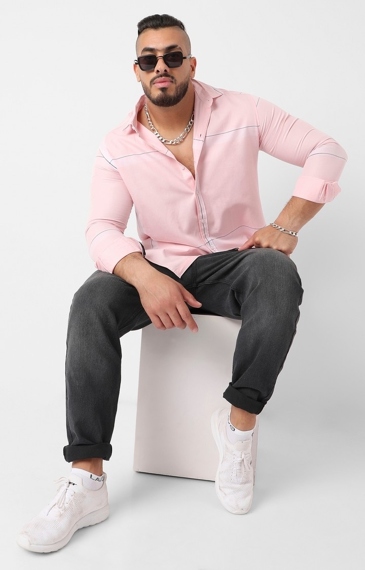 Instafab Plus | Men's Pastel Striped Button Up Shirt