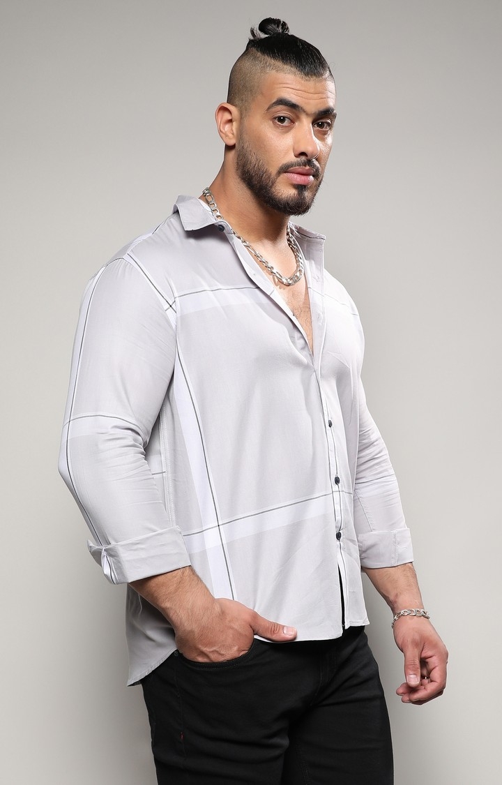 Men's Grey Solid Casual Shirts