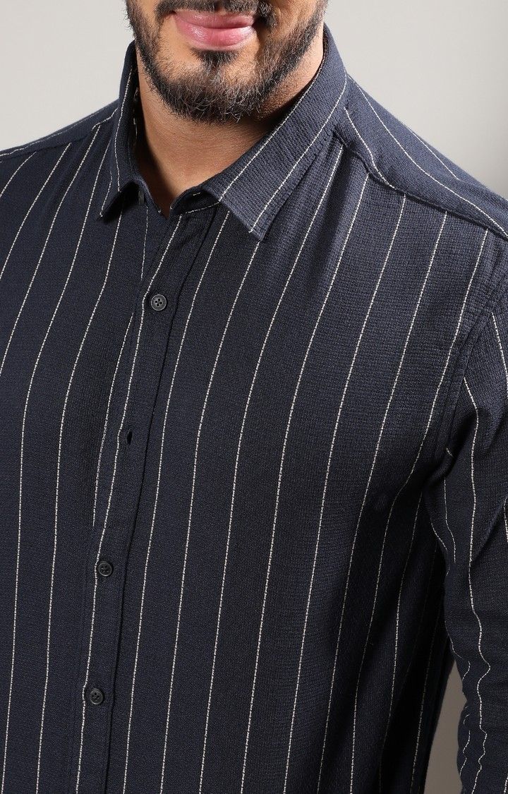 Men's Blue Striped Casual Shirts
