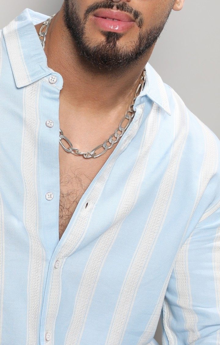 Men's Blue Striped Casual Shirts