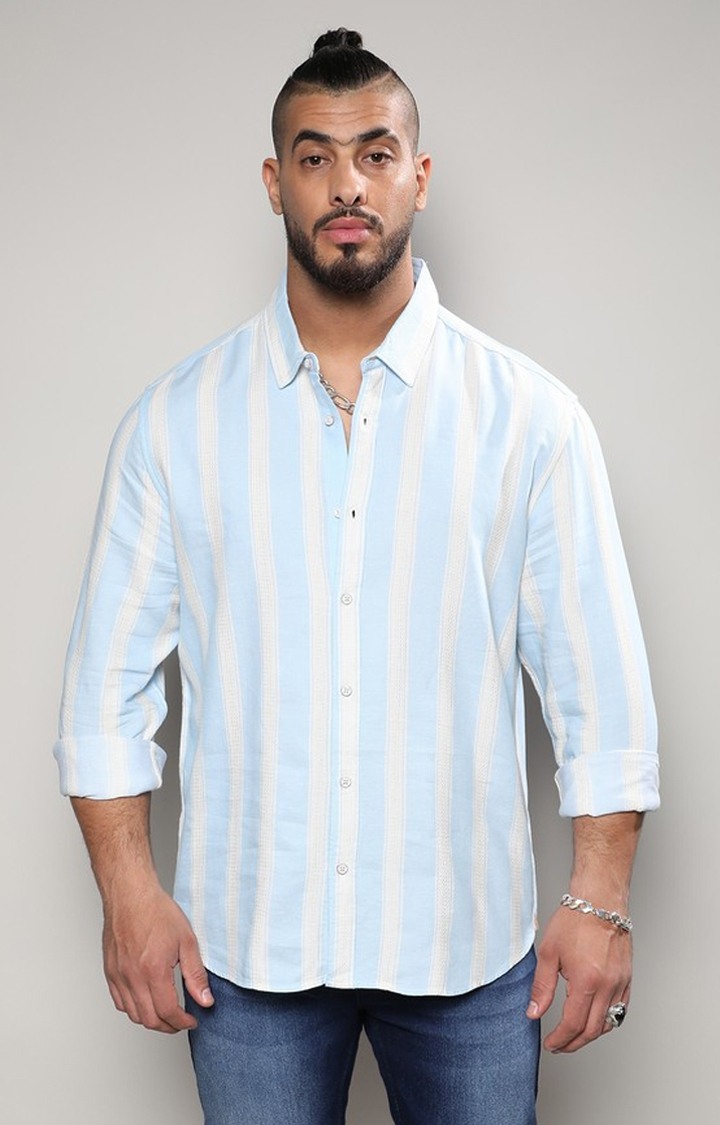 Men's Blue Striped Casual Shirts