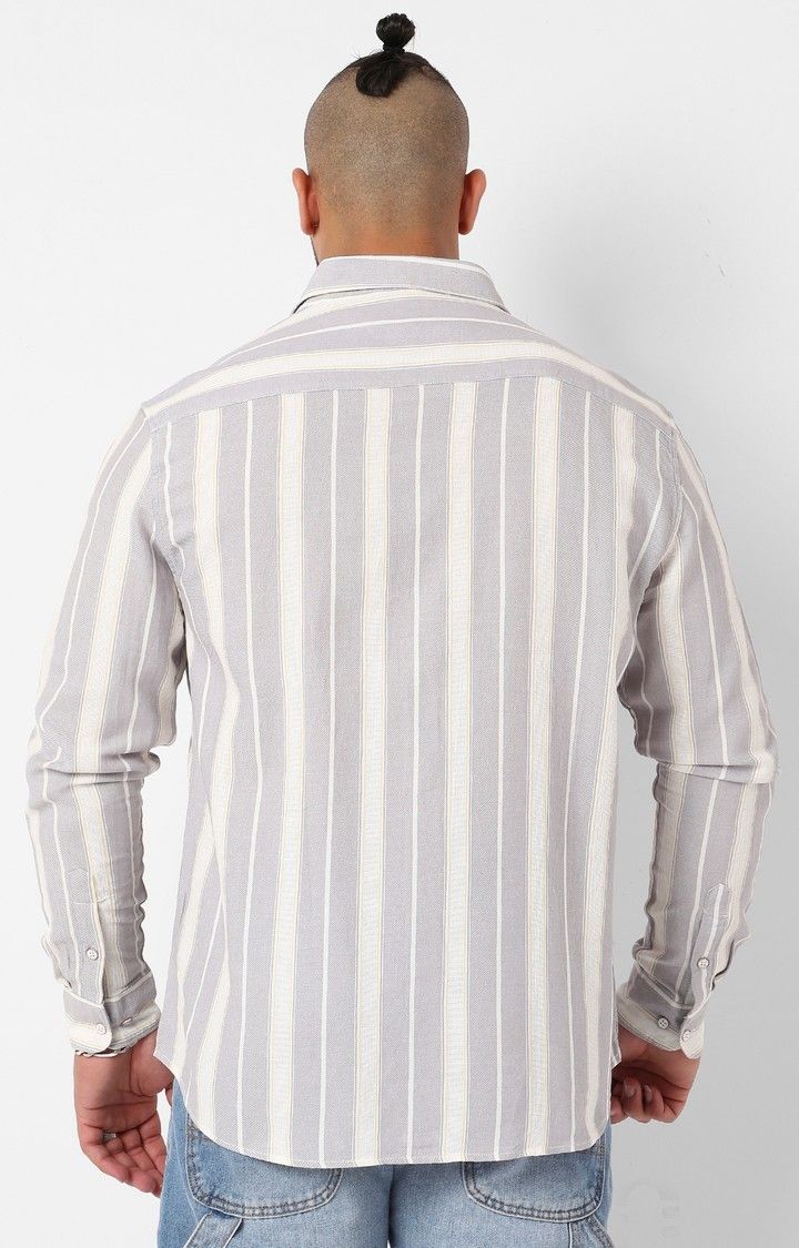 Men's Light Grey Shadow Striped Shirt