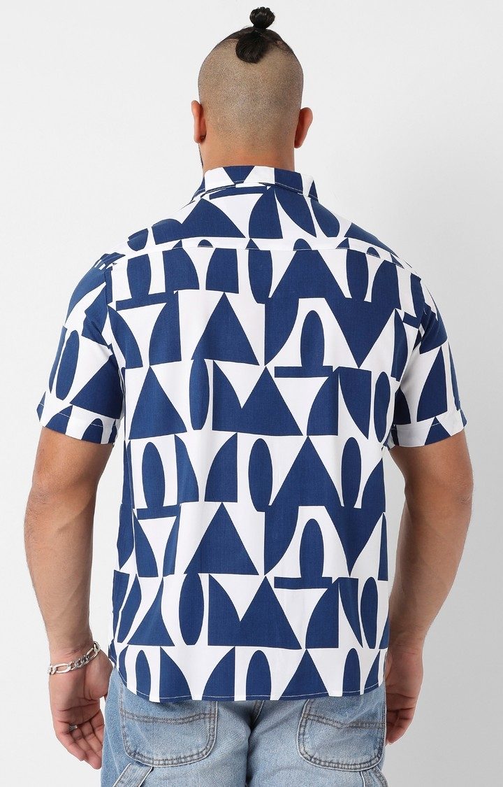 Men's Blue Printed Casual Shirts