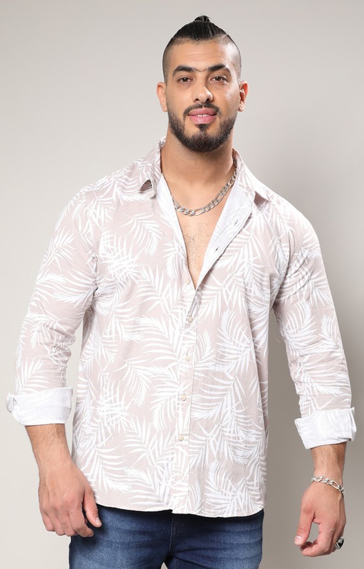 Instafab Plus | Men's Beige Pinstriped Shirt