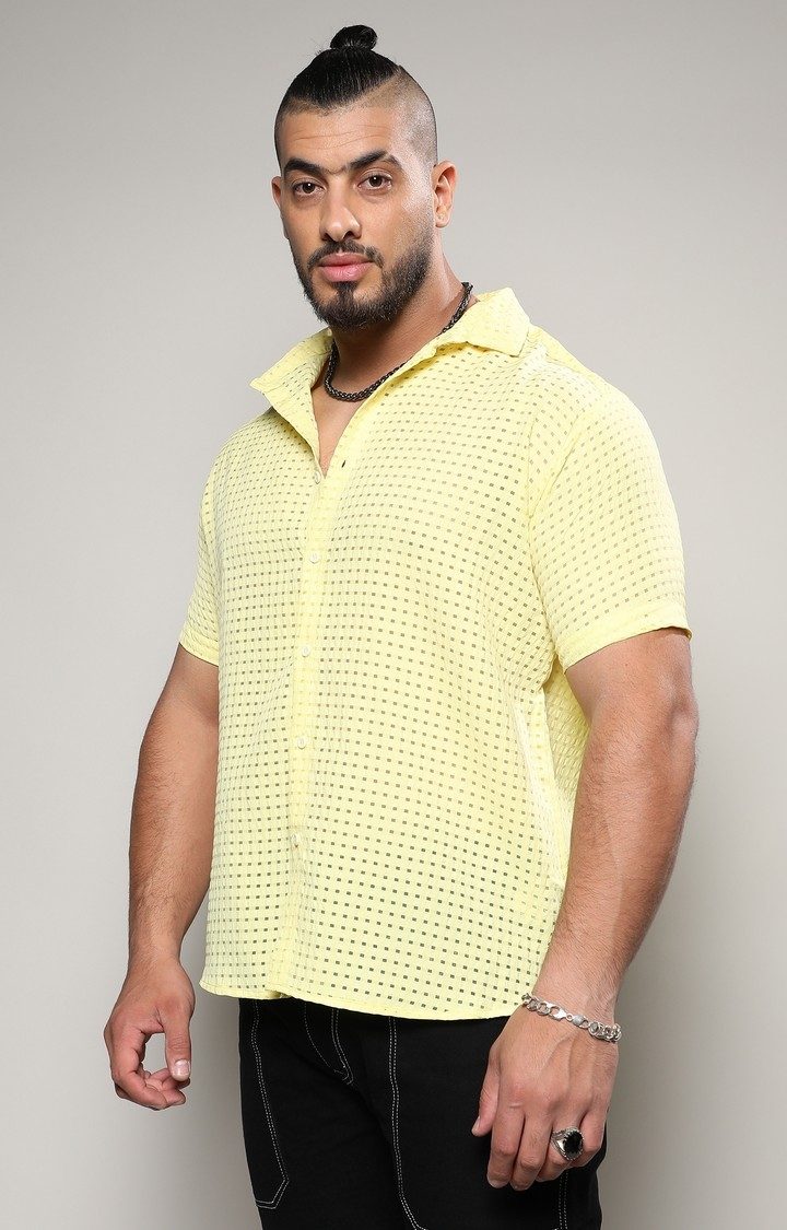 Men's Yellow Solid Casual Shirts