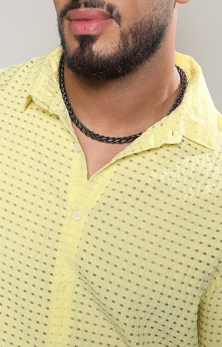 Men's Yellow Solid Casual Shirts