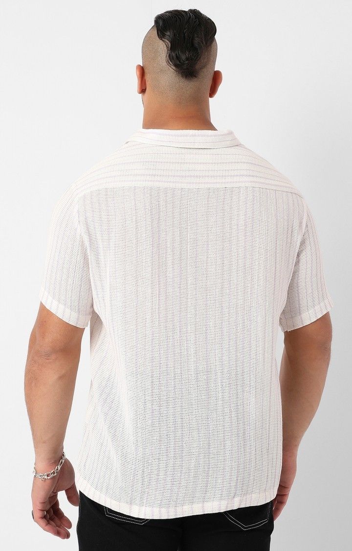 Men's White Striped Casual Shirts