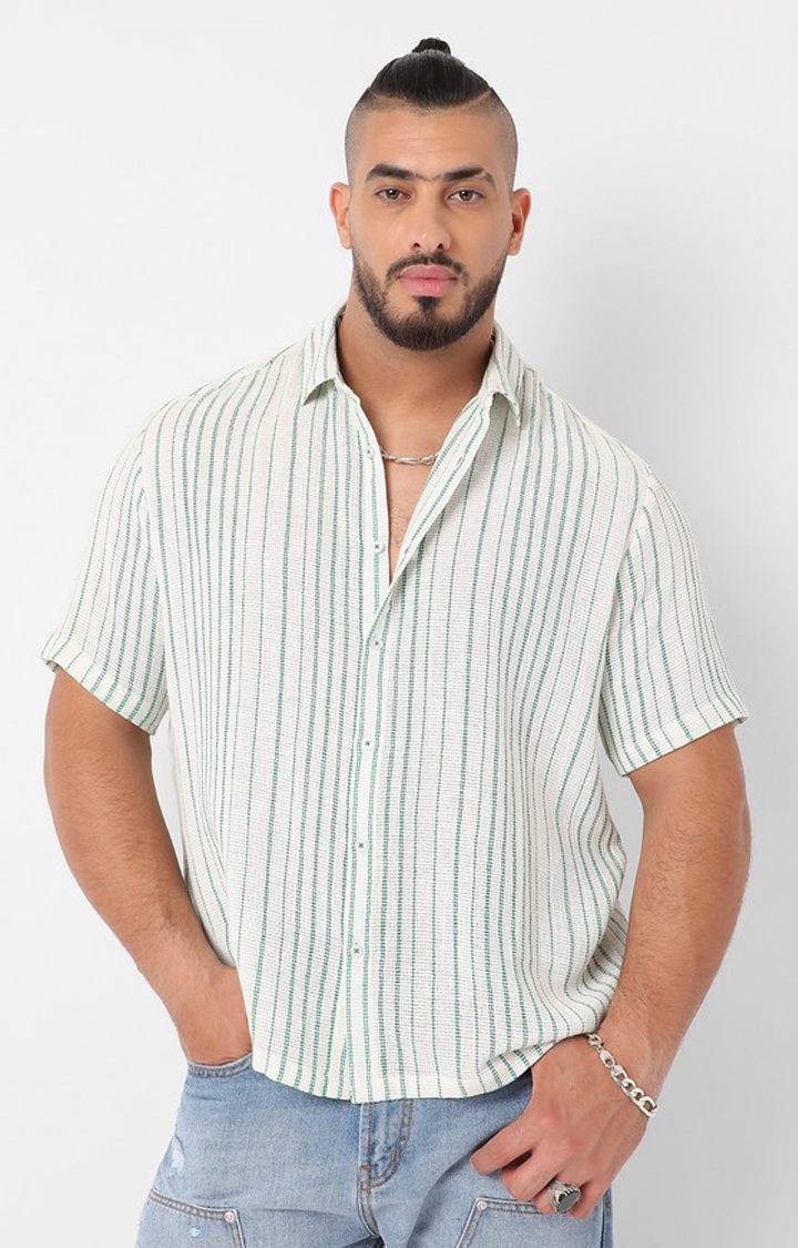 Men's White Striped Casual Shirts