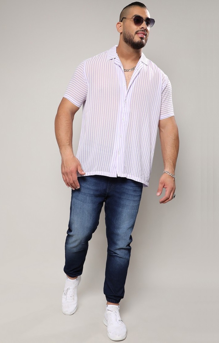 Men's Purple Striped Casual Shirts