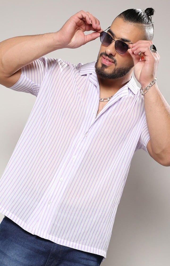 Men's Purple Striped Casual Shirts
