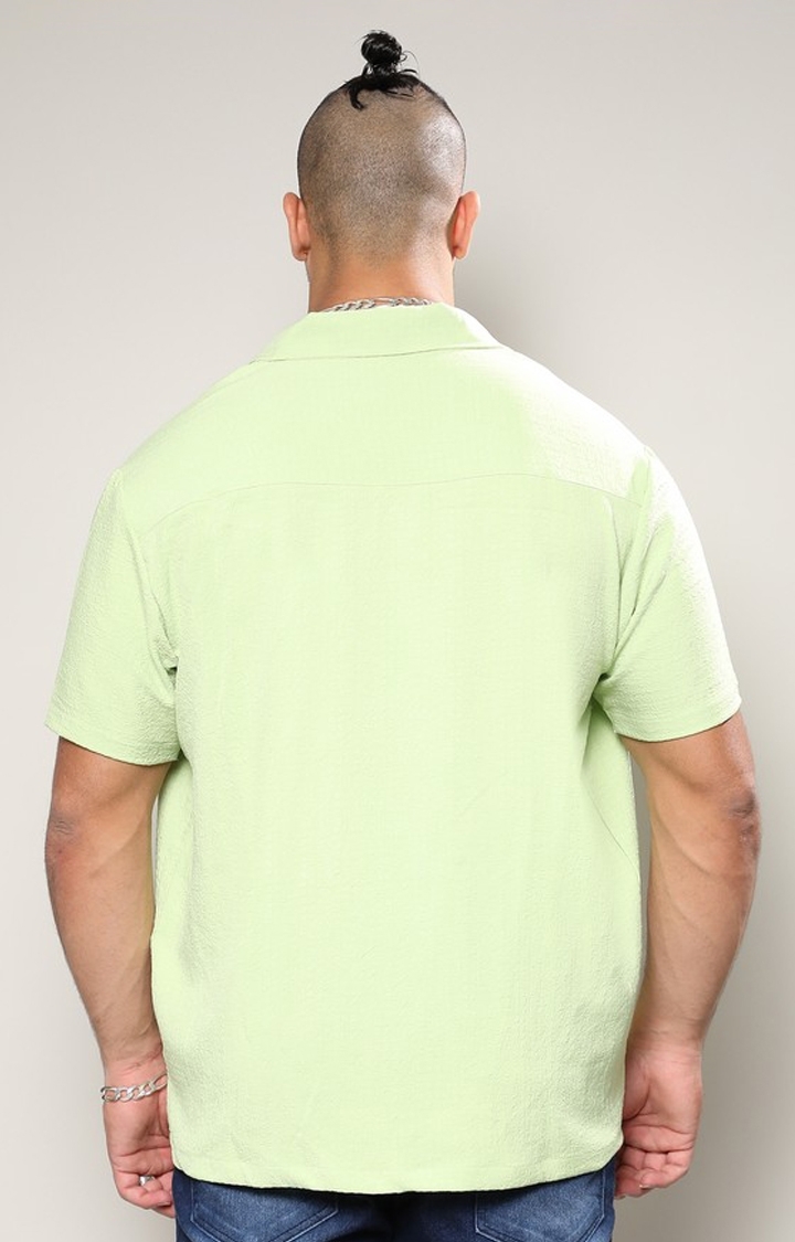 Instafab Plus | Men's Lime Green Creased Shirt