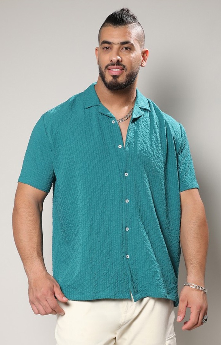Men's Blue Solid Casual Shirts