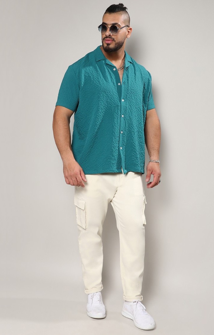 Men's Blue Solid Casual Shirts