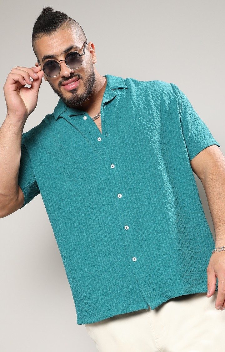 Men's Blue Solid Casual Shirts
