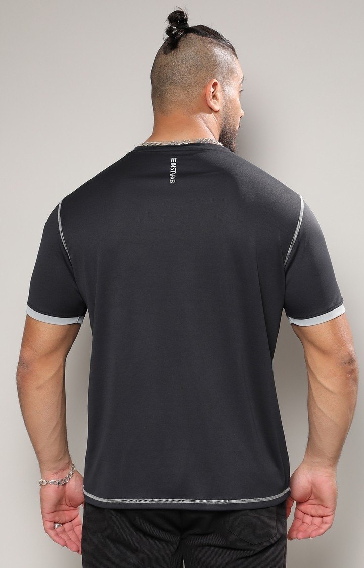 Men's Grey Printed Activewear T-Shirts