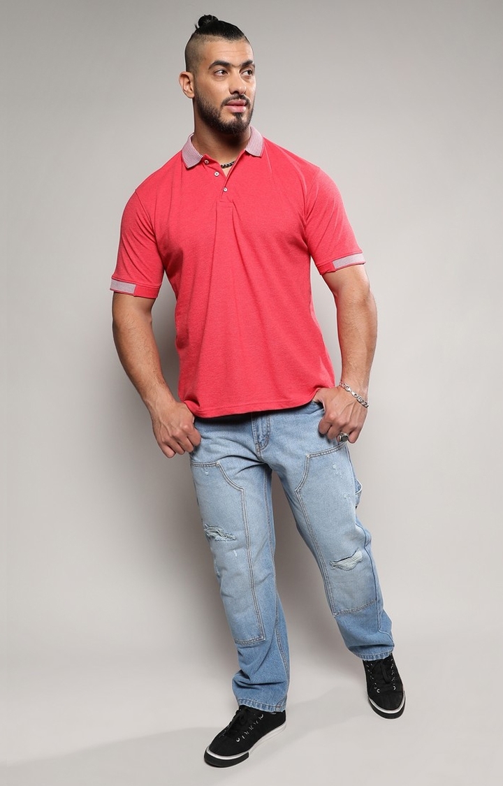 Instafab Plus | Men's Red Basic Polo T-Shirt