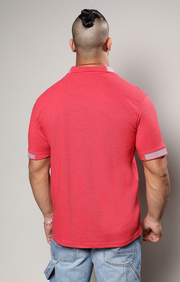 Men's Red Solid Polos