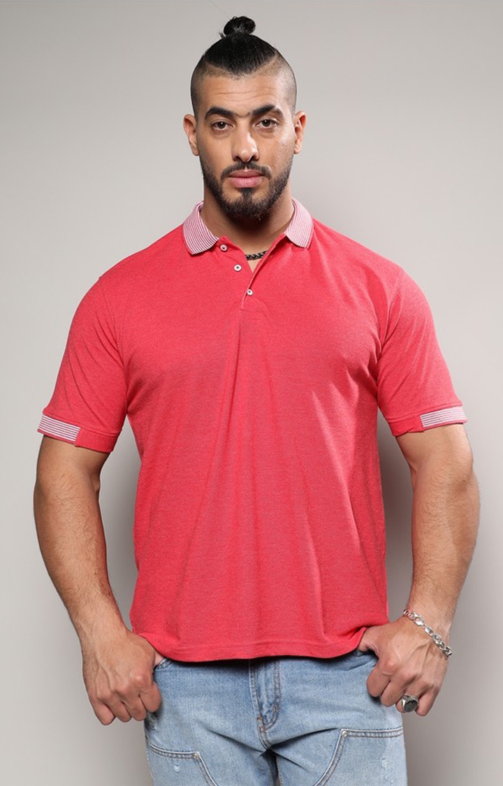 Instafab Plus | Men's Red Basic Polo T-Shirt