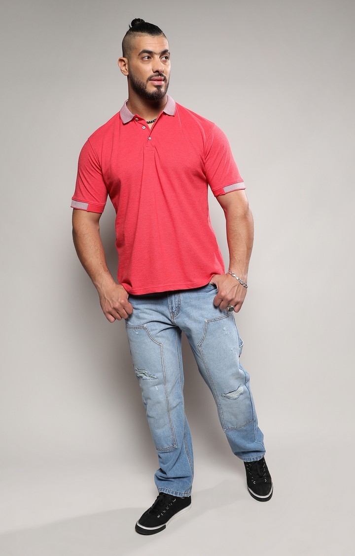 Men's Red Basic Polo T-Shirt