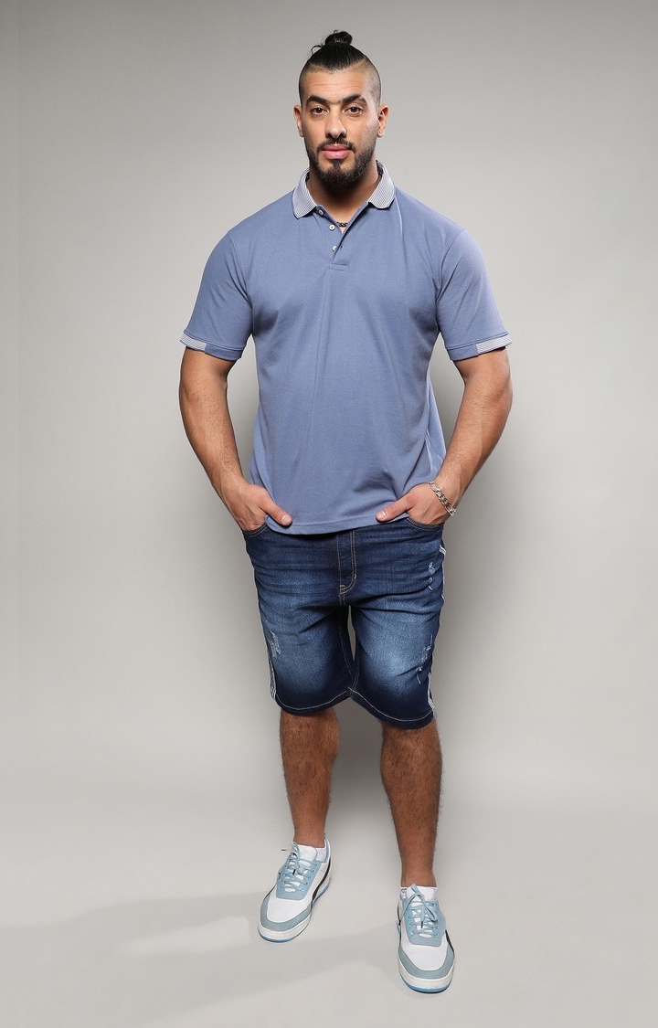 Men's Egyptian Blue Basic Polo T-Shirt