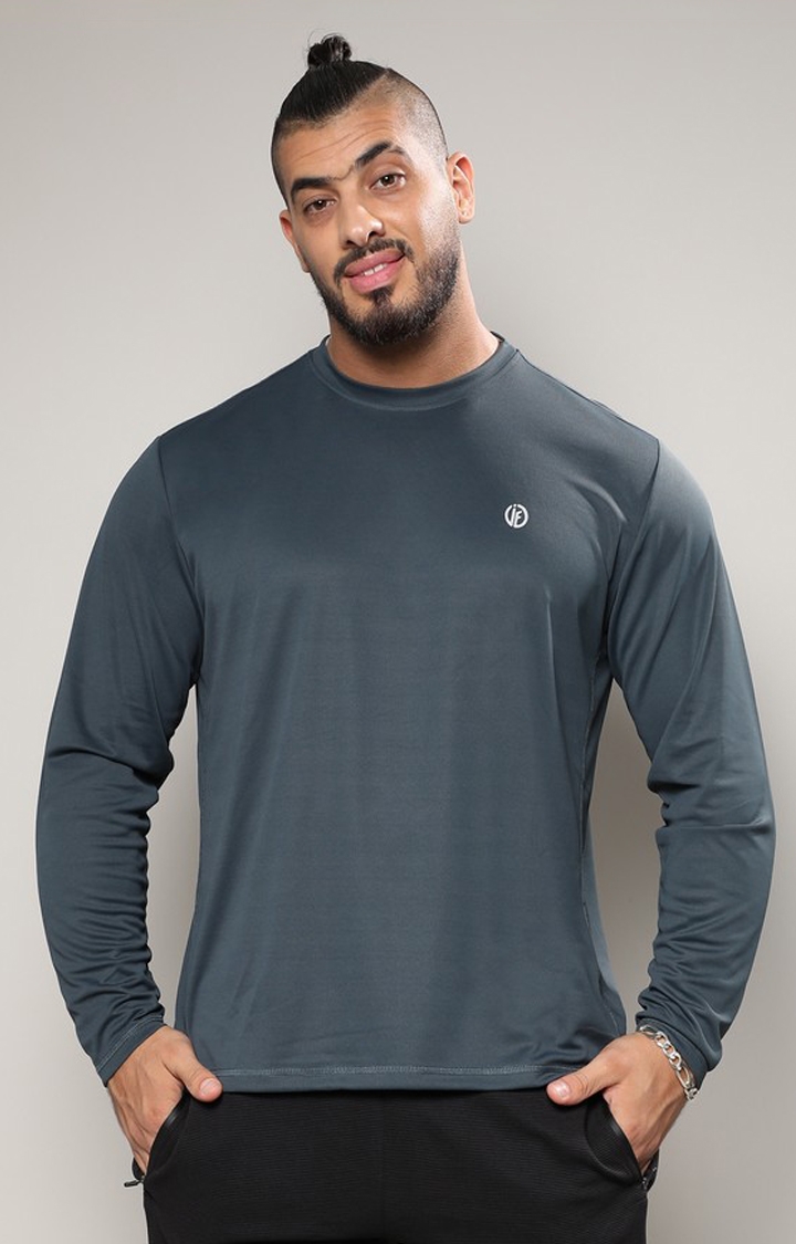 Instafab Plus | Men's Charcoal Grey Basic Activewear T-Shirt