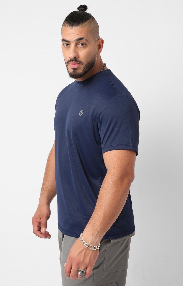 Men's Blue Solid Activewear T-Shirts