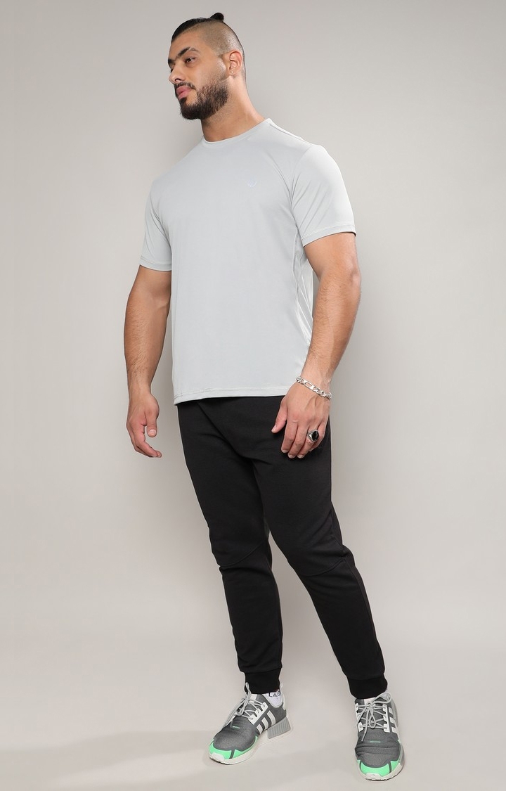Men's Light Grey Basic Activewear T-Shirt