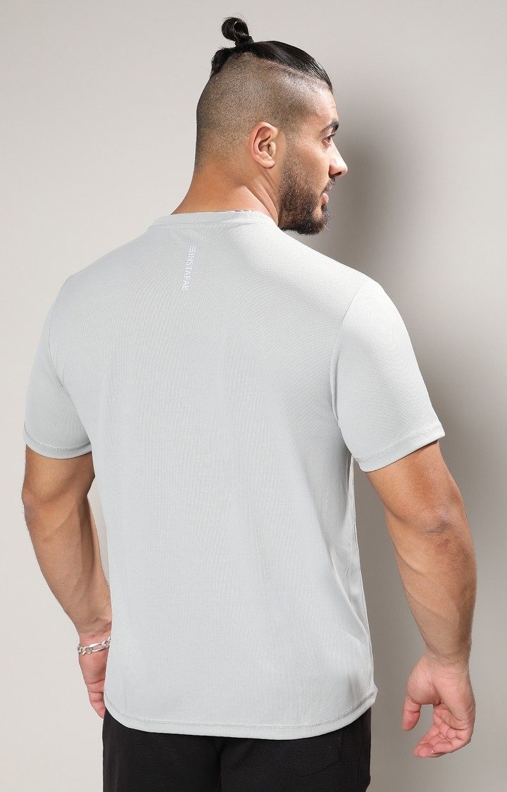 Men's Grey Solid Activewear T-Shirts