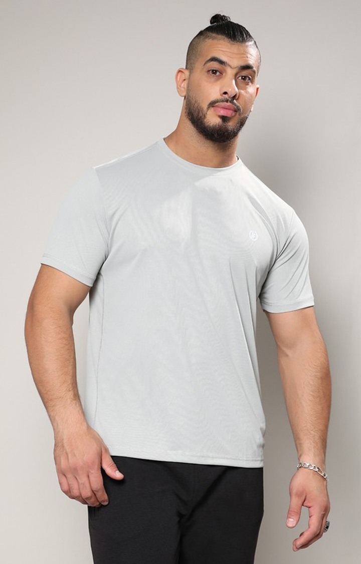 Men's Grey Solid Activewear T-Shirts
