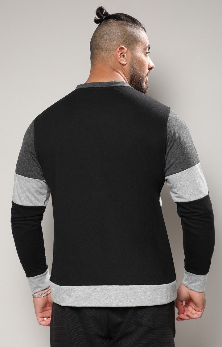 Men's Black & Grey Heathered Horizontal Striped T-Shirt