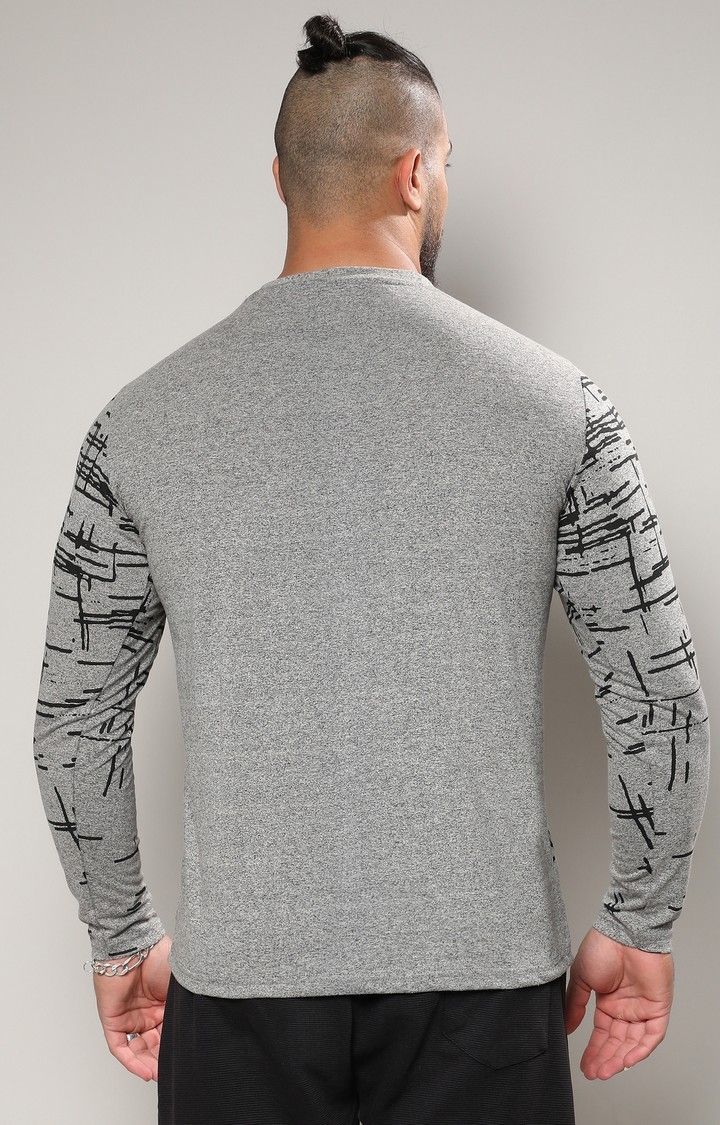 Men's Moon Grey Abstract Lined T-Shirt