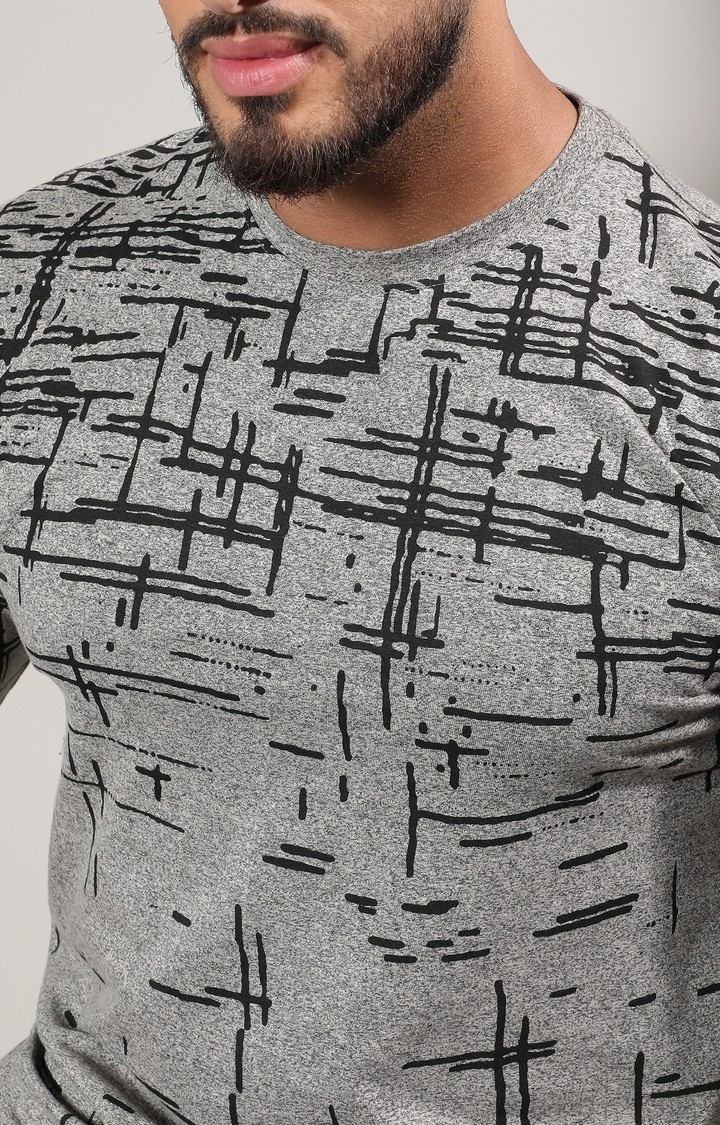 Men's Moon Grey Abstract Lined T-Shirt