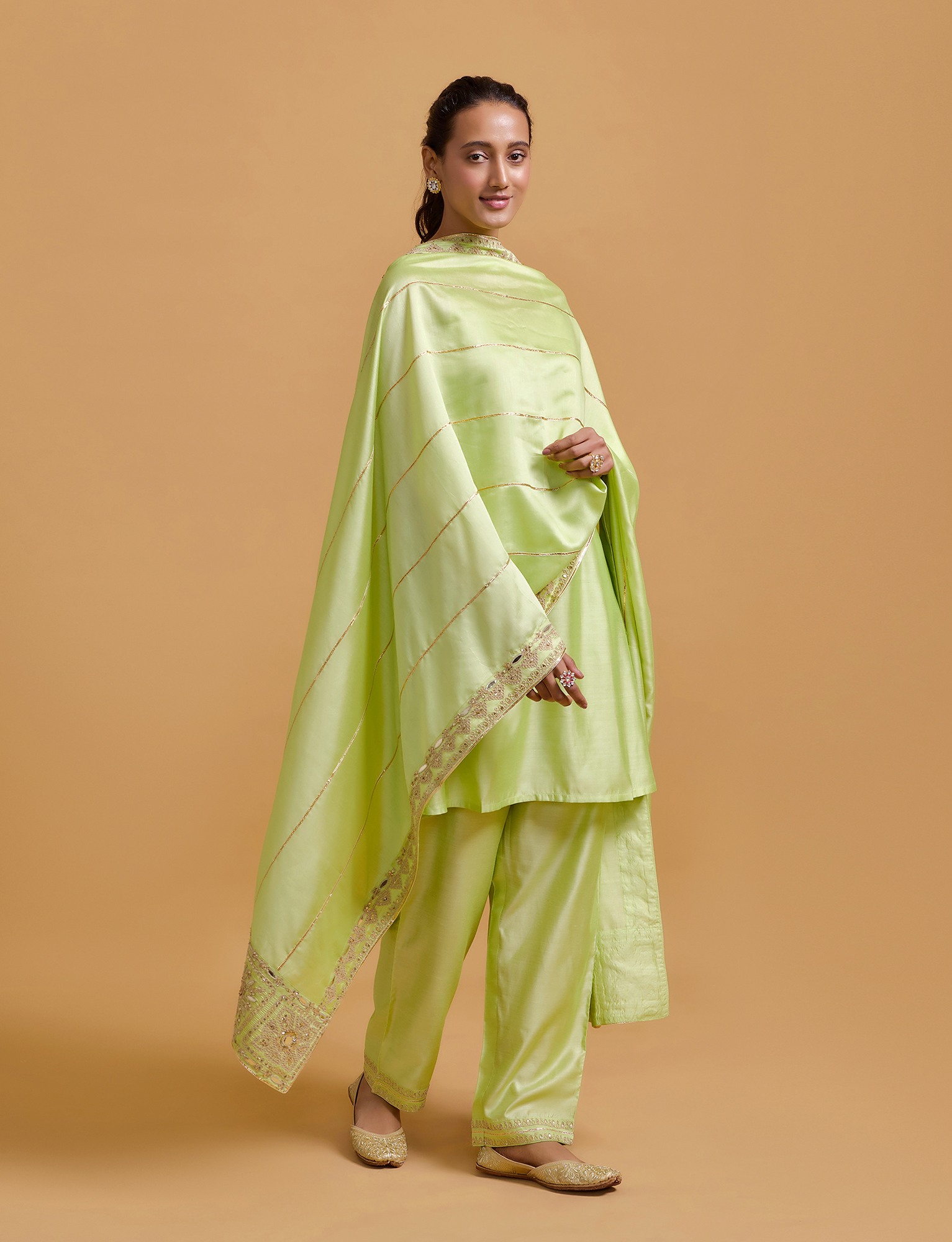 Zeenat Pista Heavy Dupatta