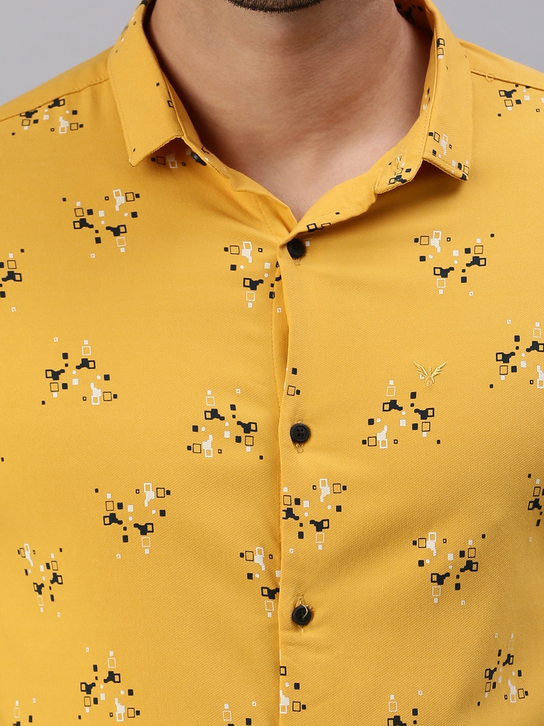 Showoff | SHOWOFF Men Yellow Printed Spread Collar Full Sleeves Casual Shirt 5