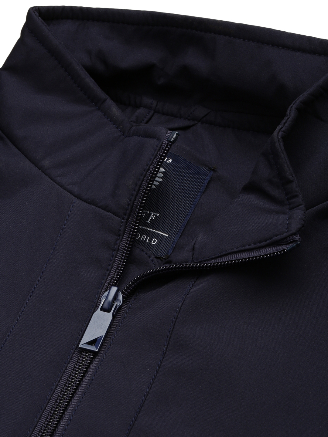 Showoff | SHOWOFF Men's Mock Collar Solid Navy Blue Open Front Jacket 5